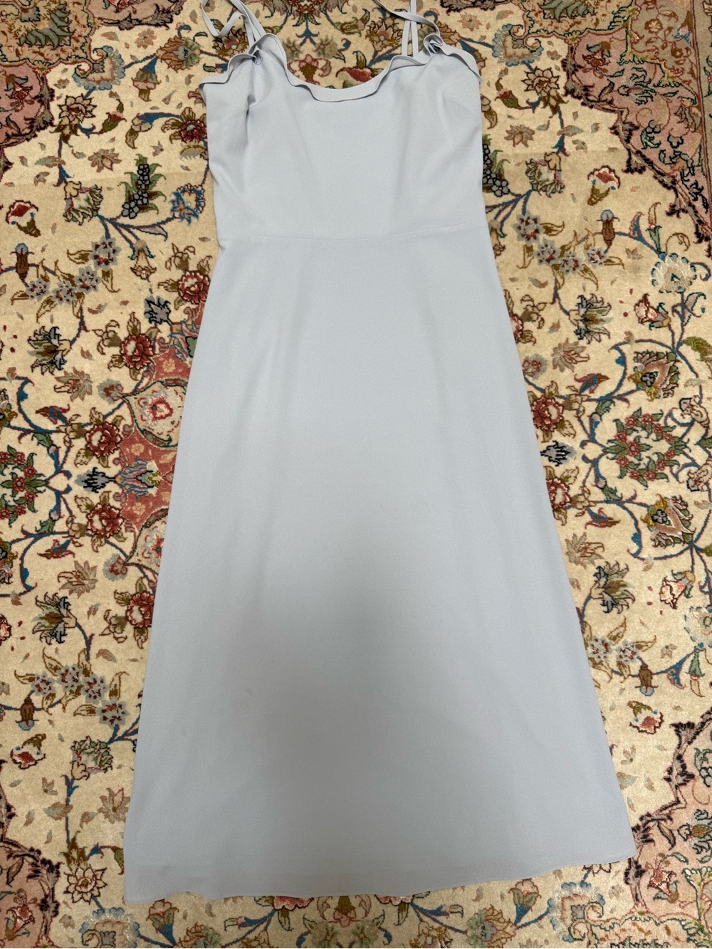 Wilfred Pale Blue Midi Slip Dress | Size 4 | Ruffle Neckline